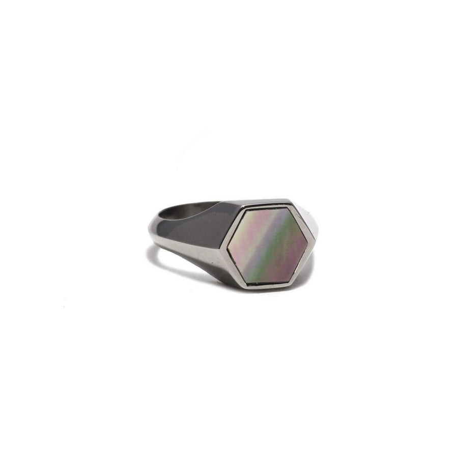 Black Mother of Pearl Exagon Ring