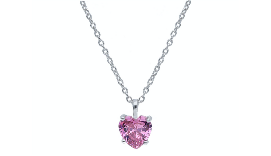 Pink Heart Zirconia Necklace